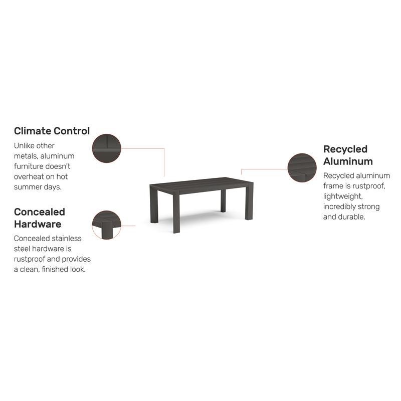Afuera Living Traditional Aluminum Outdoor Aluminum Coffee Table in Gray