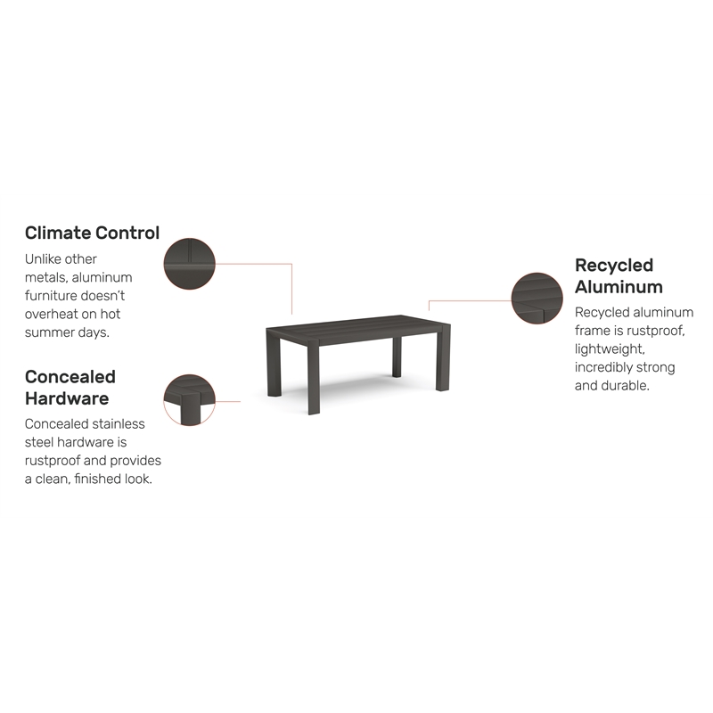 Afuera Living Traditional Aluminum Outdoor Aluminum Coffee Table in Gray