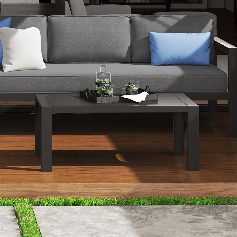 Afuera Living Traditional Aluminum Outdoor Aluminum Coffee Table in Gray