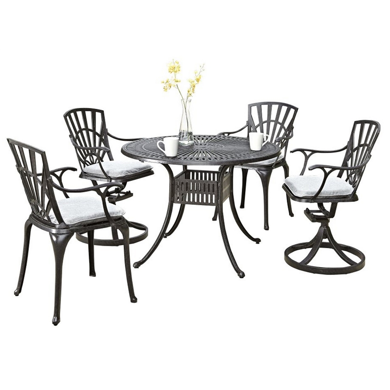 Afuera Living Traditional Aluminum 5 Piece Outdoor Dining Set in Charcoal