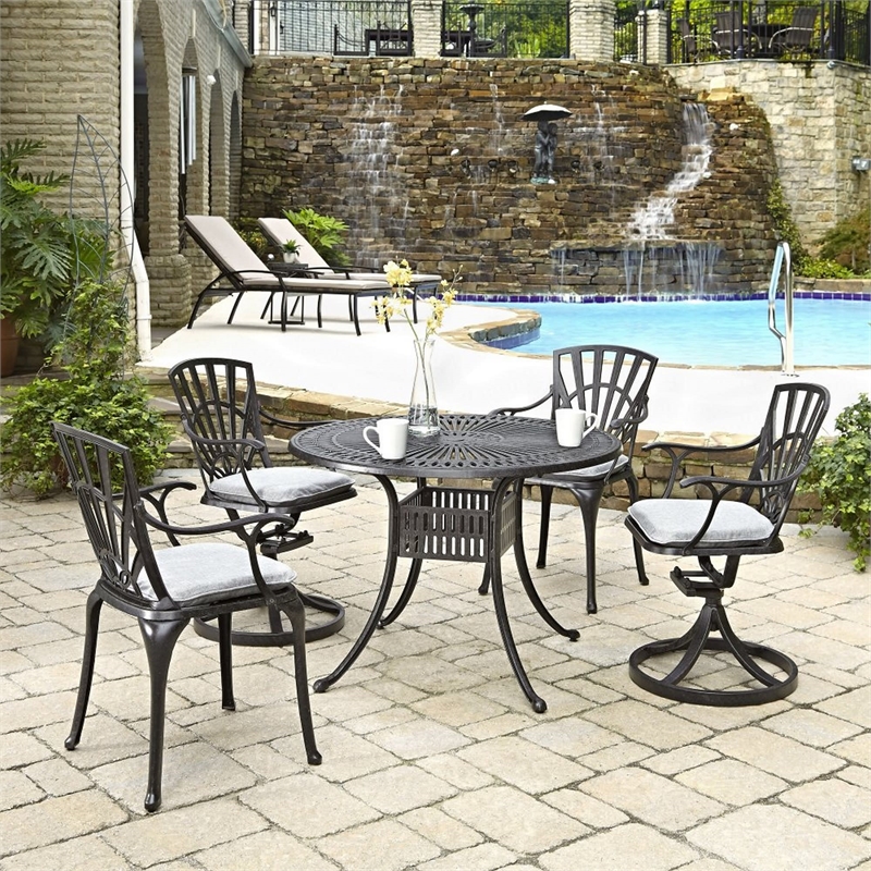 Afuera Living Traditional Aluminum 5 Piece Outdoor Dining Set in Charcoal