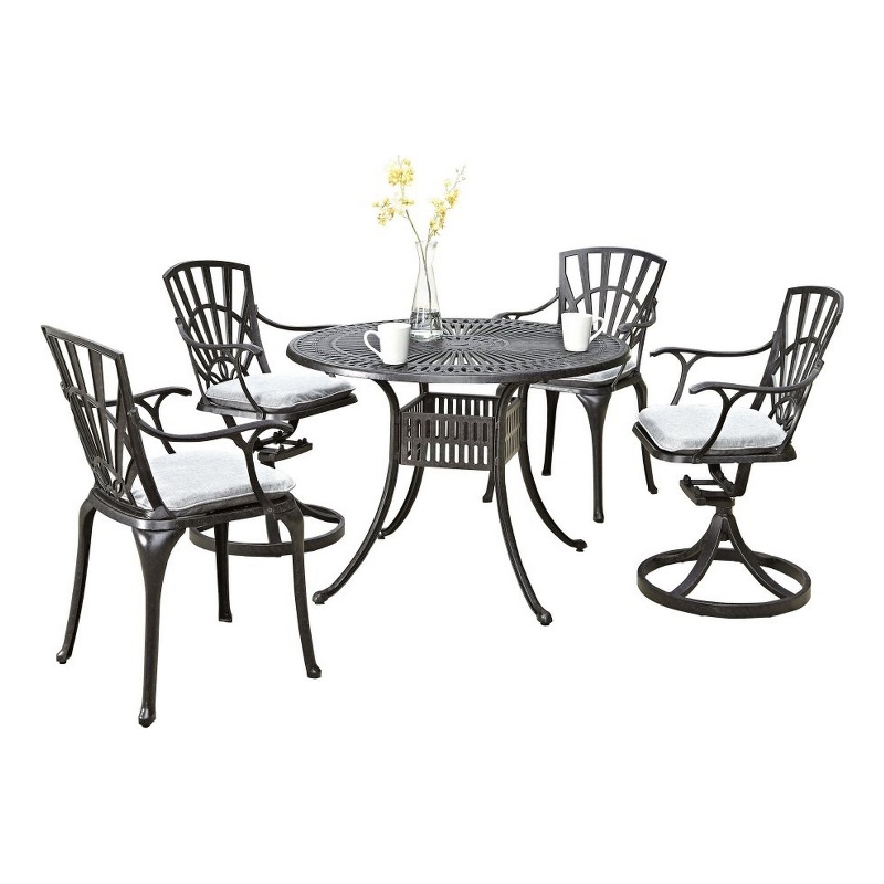 Afuera Living Traditional Aluminum 5 Piece Outdoor Dining Set in Charcoal