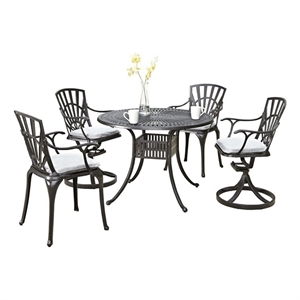 Afuera Living Traditional Aluminum 5 Piece Outdoor Dining Set in Charcoal