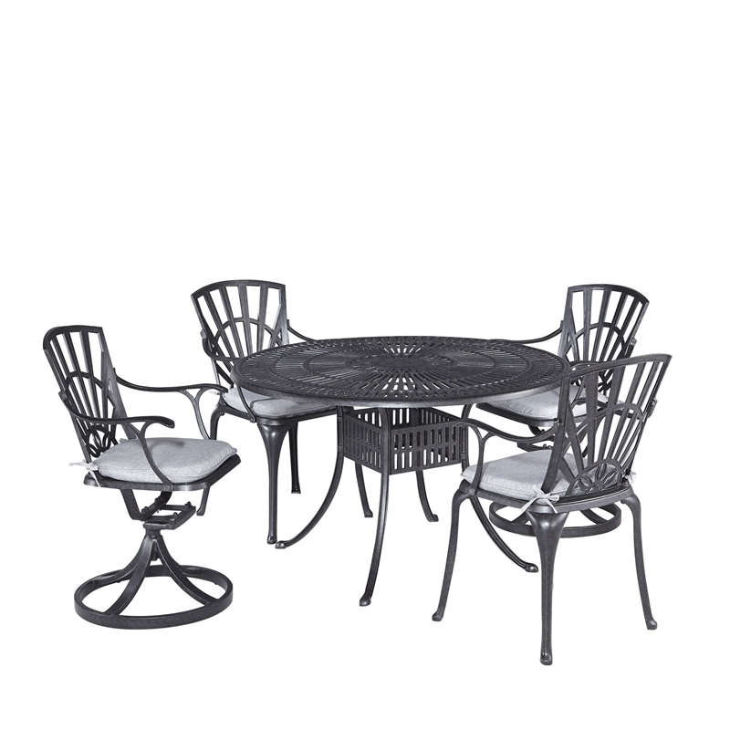 Afuera Living Traditional Aluminum 5 Piece Outdoor Dining Set in Charcoal