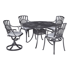 Afuera Living Traditional Aluminum 5 Piece Outdoor Dining Set in Charcoal
