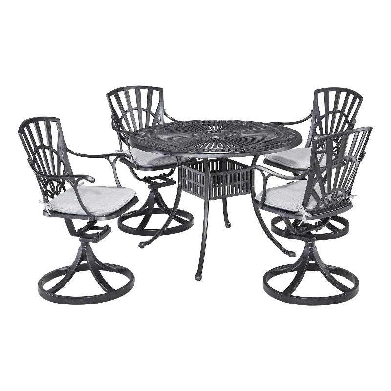 Afuera Living Traditional Aluminum 5 Piece Outdoor Dining Set in Charcoal
