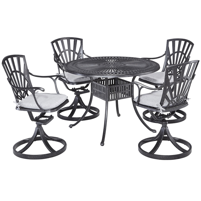 Afuera Living Traditional Aluminum 5 Piece Outdoor Dining Set in Charcoal