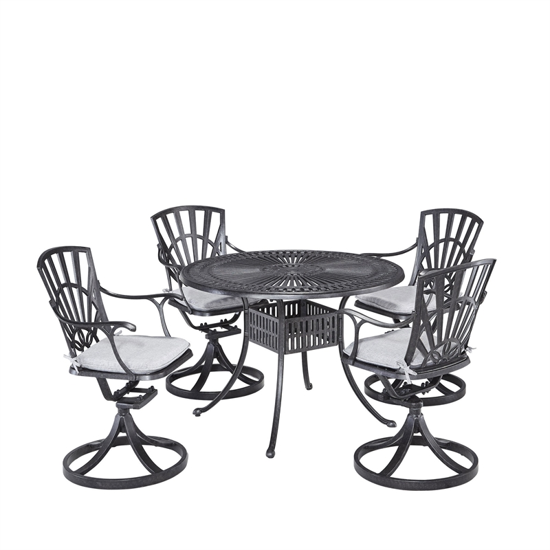 Afuera Living Traditional Aluminum 5 Piece Outdoor Dining Set in Charcoal