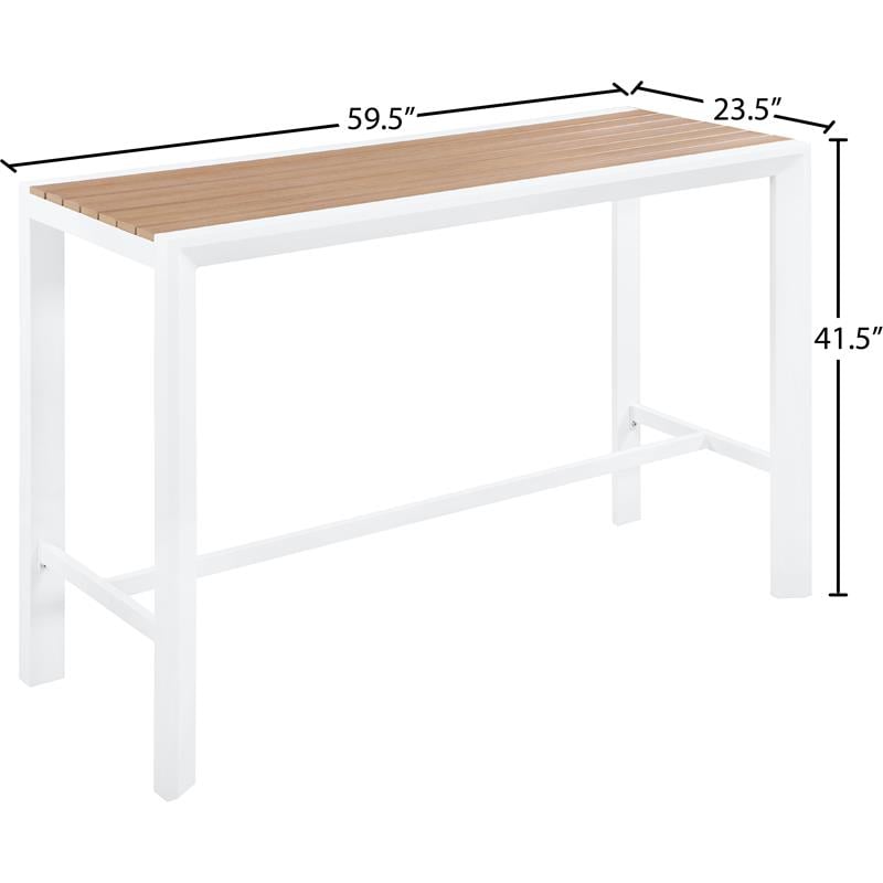 Afuera Living Wood Outdoor Patio Rectangle Bar Table in Brown