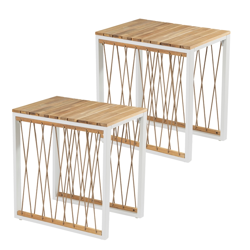 Afuera Living Modern Modern Outdoor End Table in Natural Set of 2