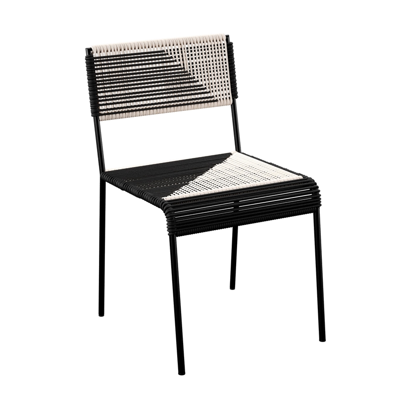 Afuera Living Modern Stainless Steel Woven Outdoor Chairs in Black