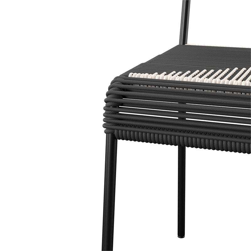 Afuera Living Modern Stainless Steel Woven Outdoor Chairs in Black