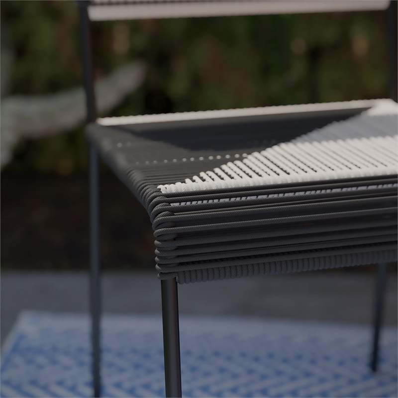 Afuera Living Modern Stainless Steel Woven Outdoor Chairs in Black