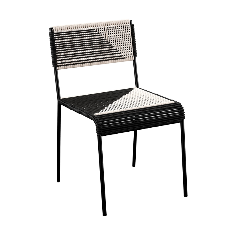 Afuera Living Modern Stainless Steel Woven Outdoor Chairs in Black