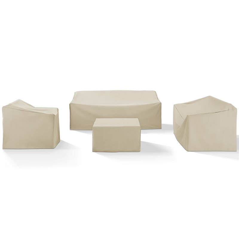 Afuera Living 4-Piece Vinyl/Heavy Gauge Outdoor Sofa Cover Set in Tan