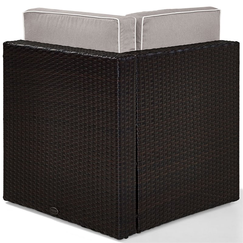 Afuera Living Contemporary Wicker Corner Patio Chair in Brown and Gray