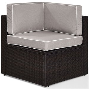 Afuera Living Contemporary Wicker Corner Patio Chair in Brown and Gray