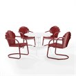 Afuera Living 5-Piece Metal Outdoor Dining Set in White/Bright Red Gloss