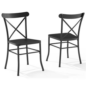 Afuera Living 18&quot Modern Metal Patio Dining Chair in Matte Black (Set of 2)