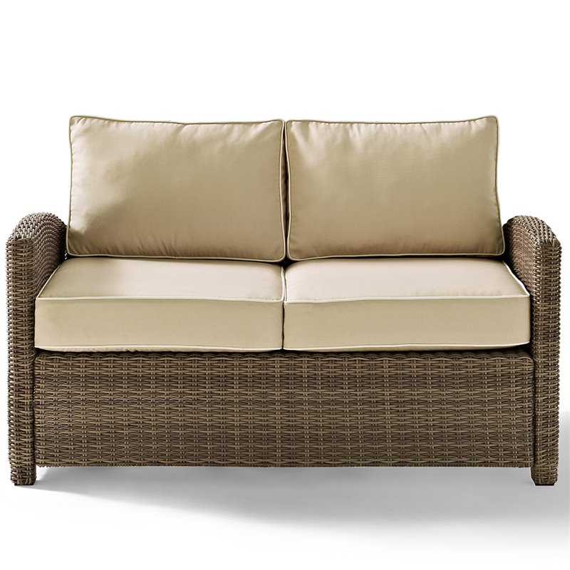 Afuera Living 4 Piece Wicker Patio Sofa Set in Brown and Sand