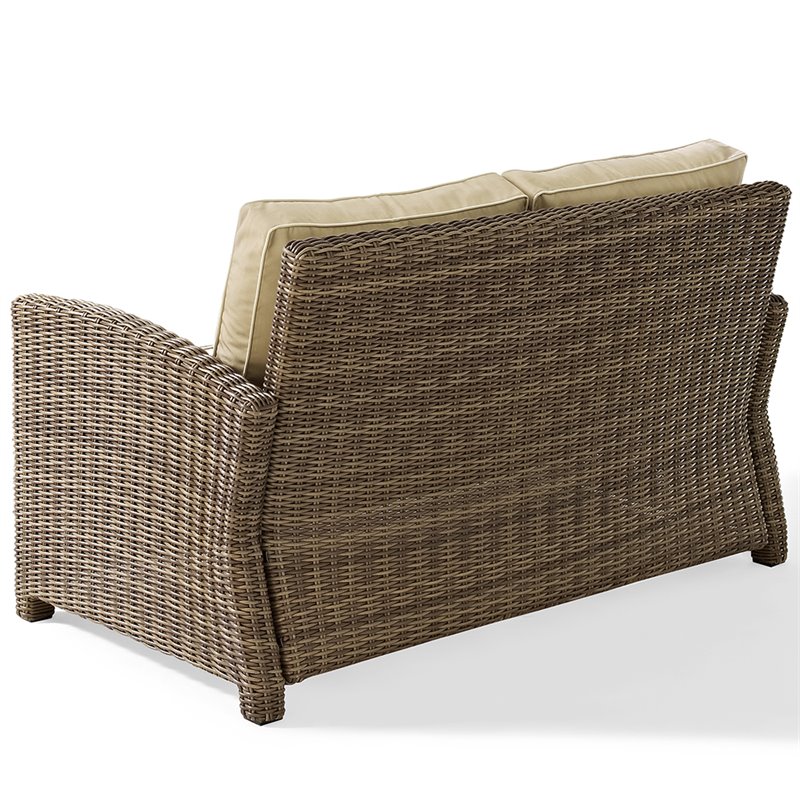 Afuera Living 4 Piece Wicker Patio Sofa Set in Brown and Sand