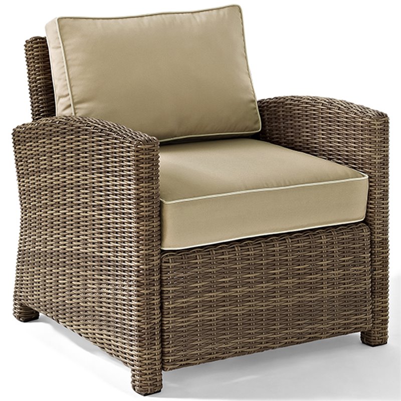 Afuera Living 4 Piece Wicker Patio Sofa Set in Brown and Sand