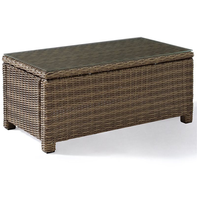 Afuera Living 4 Piece Wicker Patio Sofa Set in Brown and Sand