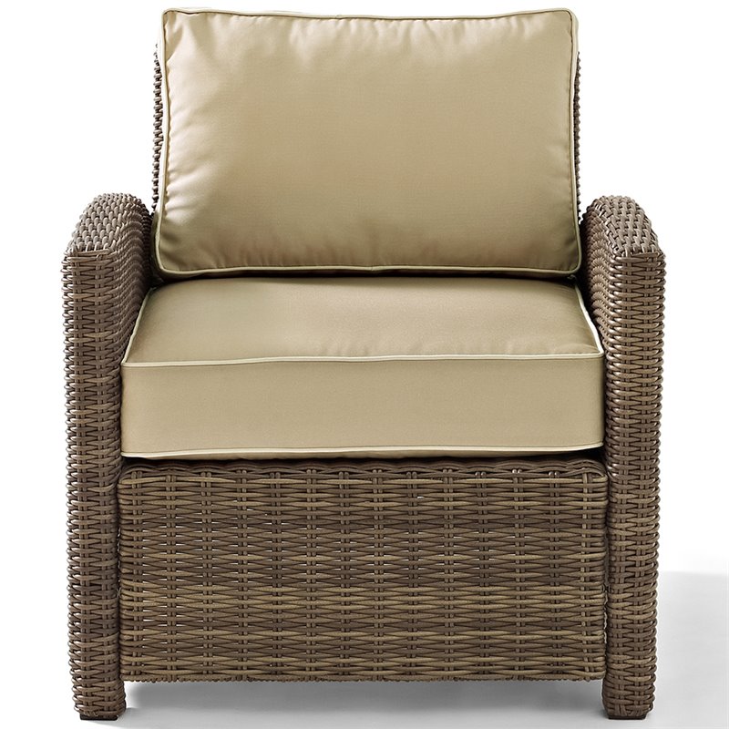 Afuera Living 3 Piece Wicker Patio Sofa Set in Brown and Sand