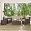 Afuera Living 5 Piece Wicker Patio Sofa Set in Brown and Sand