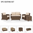 Afuera Living 5 Piece Wicker Patio Sofa Set in Brown and Sand