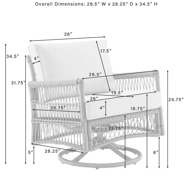 Afuera Living Wicker/Steel Metal Patio Swivel Glider Chair in Creme/Driftwood