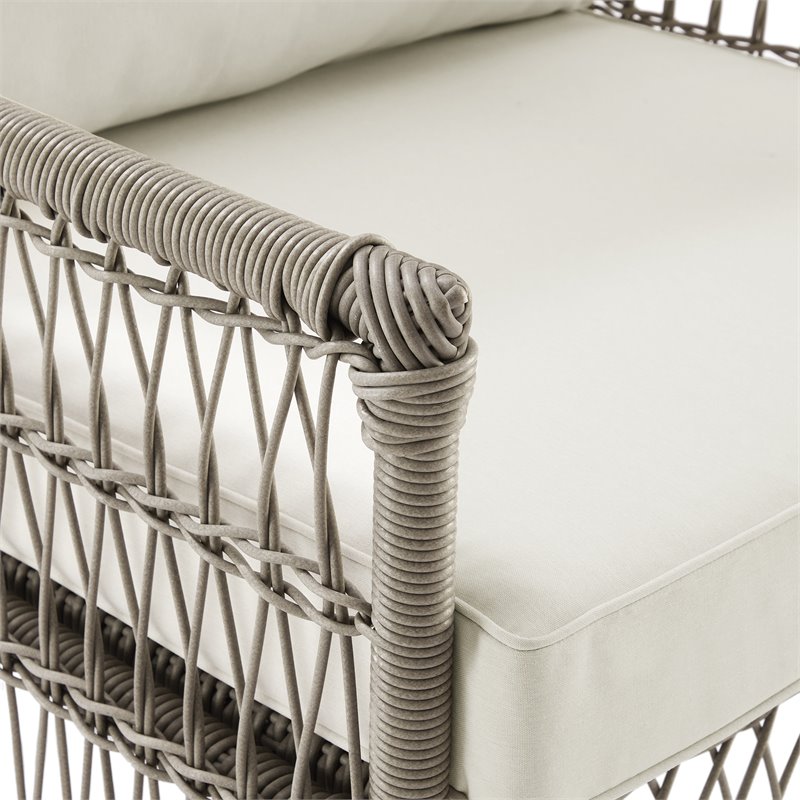 Afuera Living Wicker/Steel Metal Patio Swivel Glider Chair in Creme/Driftwood