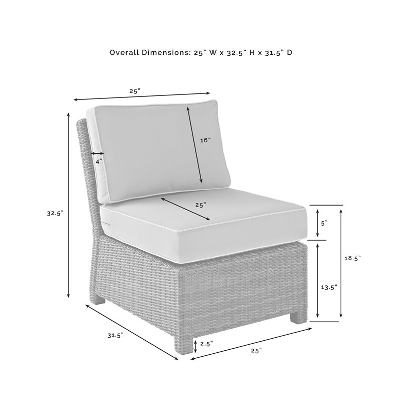Afuera Living Wicker Outdoor Sectional Center Chair in Navy/Gray