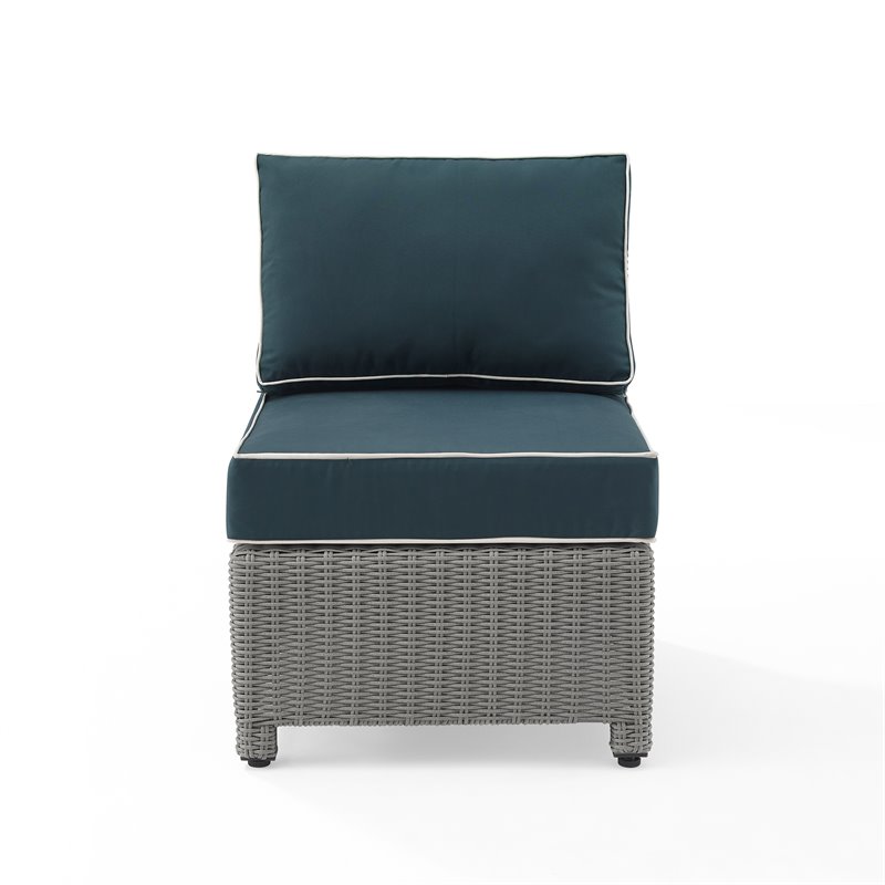 Afuera Living Wicker Outdoor Sectional Center Chair in Navy/Gray