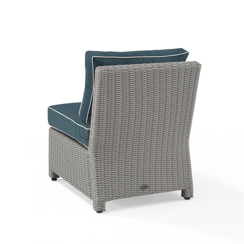 Afuera Living Wicker Outdoor Sectional Center Chair in Navy/Gray