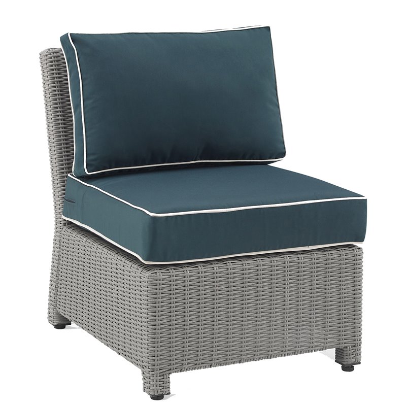 Afuera Living Wicker Outdoor Sectional Center Chair in Navy/Gray
