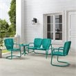 Afuera Living 4-Piece Modern Metal Outdoor Conversation Set in Turquoise Gloss