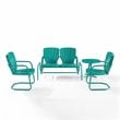 Afuera Living 4-Piece Modern Metal Outdoor Conversation Set in Turquoise Gloss