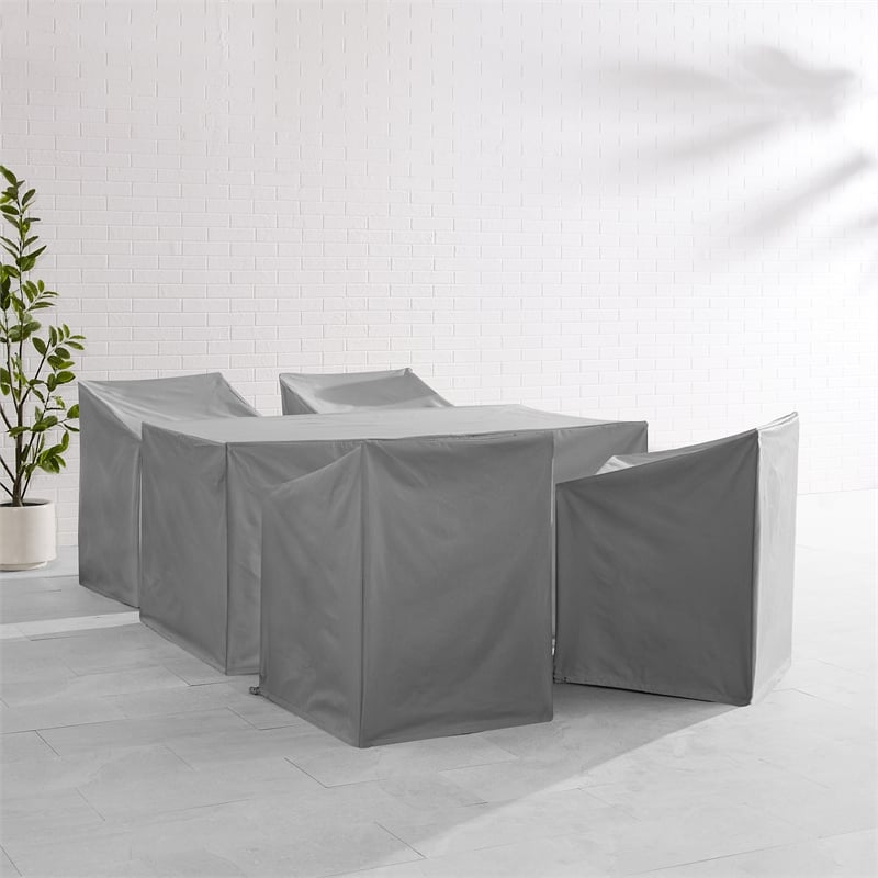 Afuera Living 5PC Vinyl Outdoor Dining Furniture Cover Set in Gray