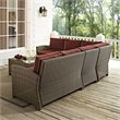 Afuera Living 5 Piece Wicker Patio Sectional Set in Brown and Sangria