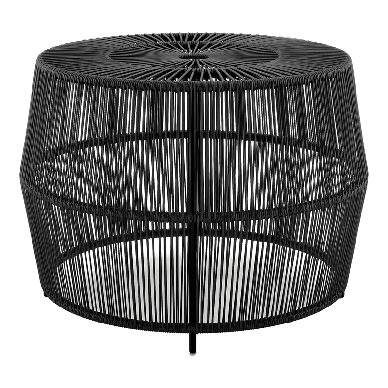Afuera Living Wicker / Rattan Round Outdoor Coffee Table in Black
