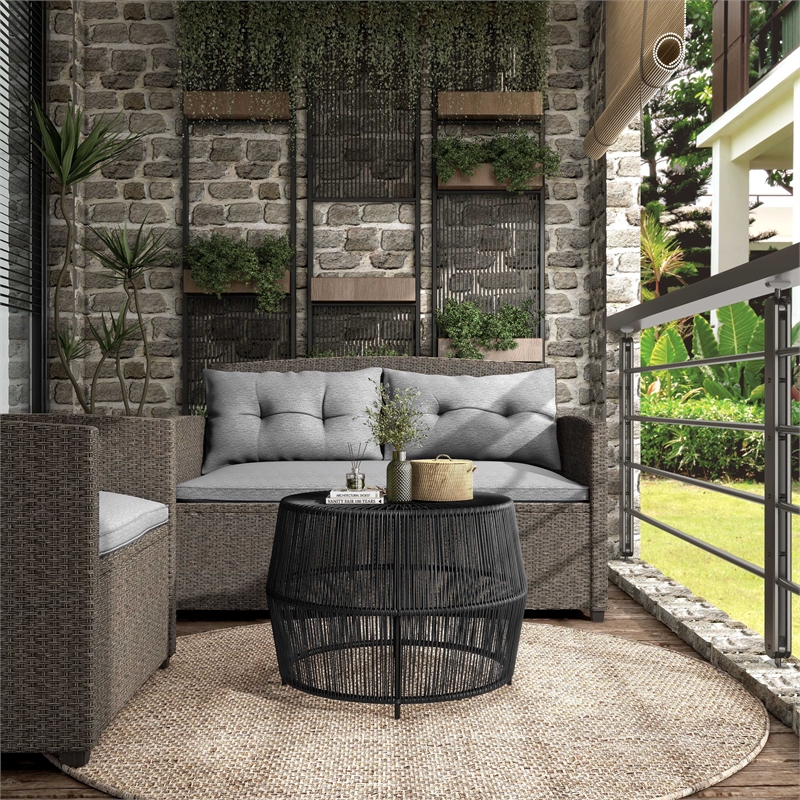 Afuera Living Wicker / Rattan Round Outdoor Coffee Table in