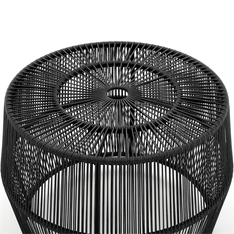 Afuera Living Wicker / Rattan Round Outdoor Coffee Table in Black