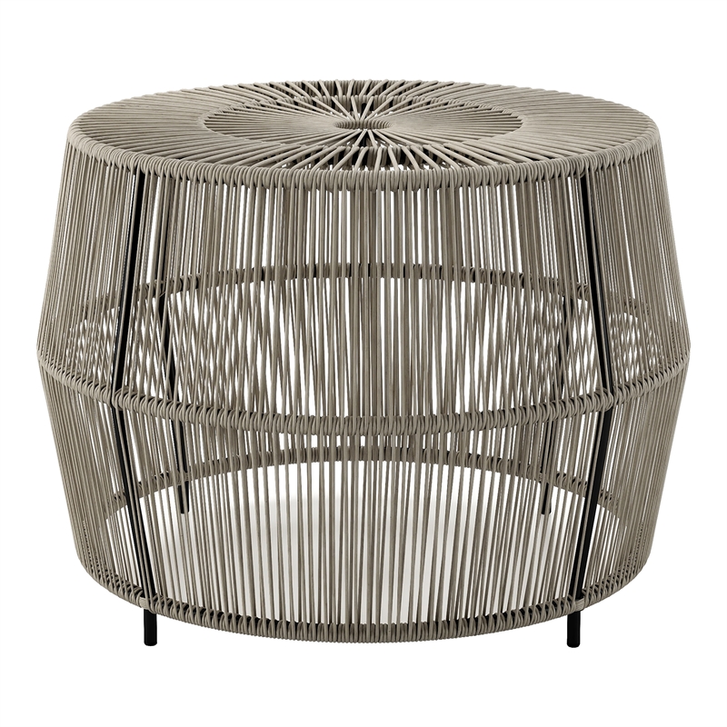 Afuera Living Wicker / Rattan Round Outdoor Coffee Table in Gray