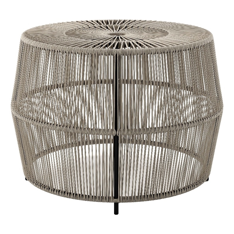Afuera Living Wicker / Rattan Round Outdoor Coffee Table in Gray