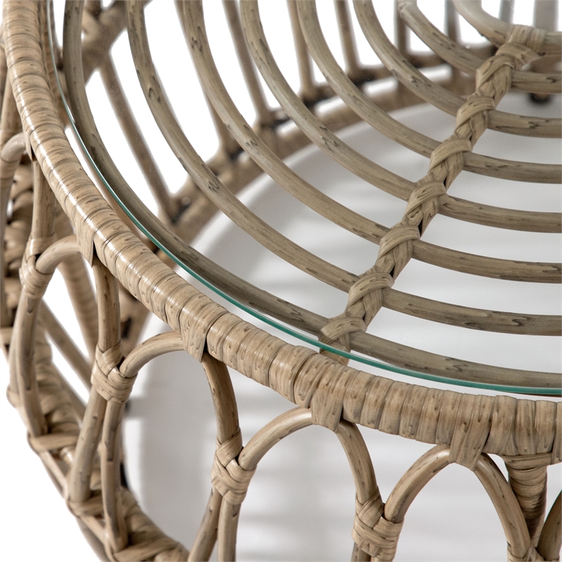 Afuera Living Wicker / Rattan Round Outdoor Coffee Table in Natural