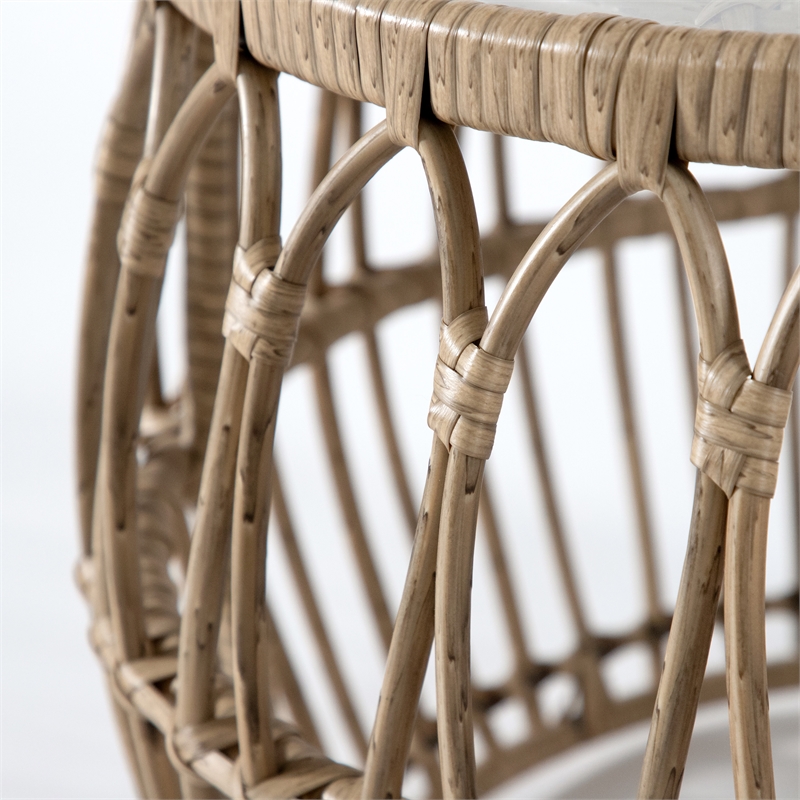 Afuera Living Wicker / Rattan Round Outdoor Coffee Table in Natural