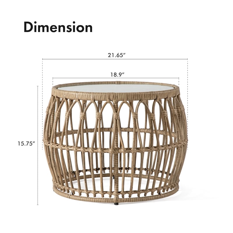 Afuera Living Wicker / Rattan Round Outdoor Coffee Table in Natural