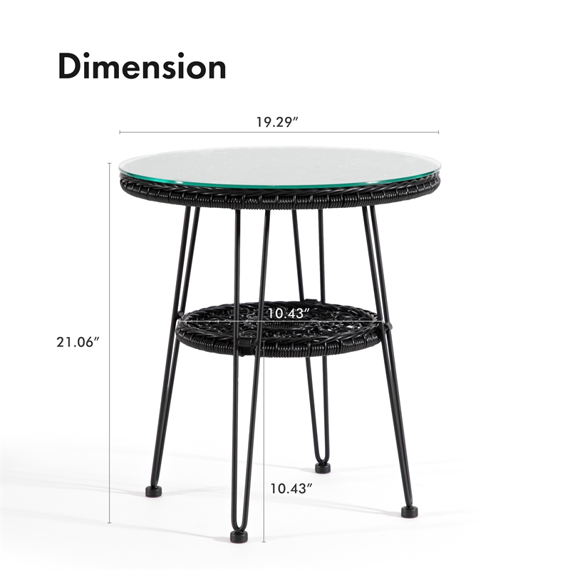 Afuera Living Wicker / Rattan Round Outdoor Coffee Table in Black