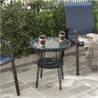 Afuera Living Wicker / Rattan Round Outdoor Coffee Table in Black